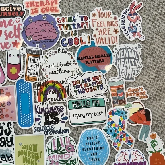 Mental Health Matters Stickers 100 pcs Therapy Kindness Meds Motivation - Picture 5 of 9